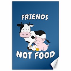 Friends Not Food - Cute Cow, Pig and Chicken Canvas 12  x 18  