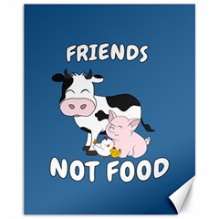 Friends Not Food - Cute Cow, Pig And Chicken Canvas 11  X 14   by Valentinaart