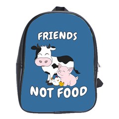 Friends Not Food - Cute Cow, Pig and Chicken School Bag (Large)