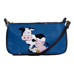 Friends Not Food - Cute Cow, Pig And Chicken Shoulder Clutch Bags by Valentinaart