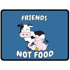 Friends Not Food - Cute Cow, Pig And Chicken Fleece Blanket (large)  by Valentinaart