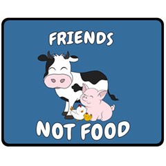 Friends Not Food - Cute Cow, Pig And Chicken Fleece Blanket (medium)  by Valentinaart