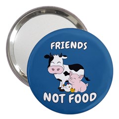 Friends Not Food - Cute Cow, Pig And Chicken 3  Handbag Mirrors by Valentinaart