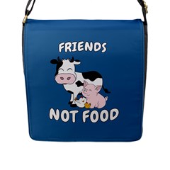 Friends Not Food - Cute Cow, Pig And Chicken Flap Messenger Bag (l)  by Valentinaart