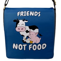 Friends Not Food - Cute Cow, Pig And Chicken Flap Messenger Bag (s) by Valentinaart