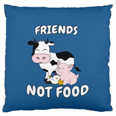 Friends Not Food - Cute Cow, Pig and Chicken Large Flano Cushion Case (One Side)