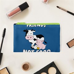 Friends Not Food - Cute Cow, Pig And Chicken Cosmetic Bag (xs) by Valentinaart