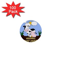 Friends Not Food - Cute Cow, Pig And Chicken 1  Mini Buttons (100 Pack)  by Valentinaart