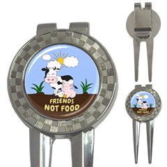 Friends Not Food - Cute Cow, Pig And Chicken 3-in-1 Golf Divots by Valentinaart