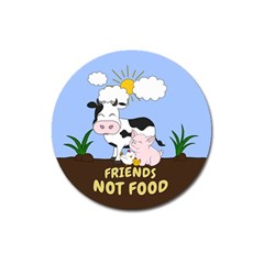 Friends Not Food - Cute Cow, Pig And Chicken Magnet 3  (round) by Valentinaart