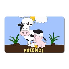 Friends Not Food - Cute Cow, Pig And Chicken Magnet (rectangular) by Valentinaart