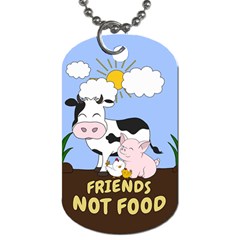 Friends Not Food - Cute Cow, Pig And Chicken Dog Tag (one Side) by Valentinaart