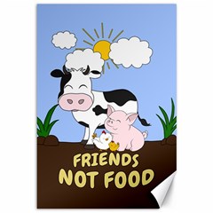 Friends Not Food - Cute Cow, Pig And Chicken Canvas 12  X 18   by Valentinaart