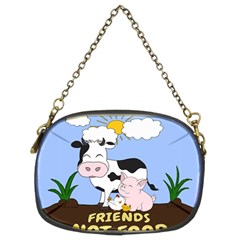 Friends Not Food - Cute Cow, Pig And Chicken Chain Purses (two Sides)  by Valentinaart