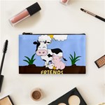 Friends Not Food - Cute Cow, Pig and Chicken Cosmetic Bag (Small)  Front