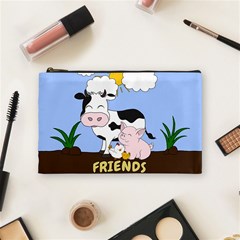 Friends Not Food - Cute Cow, Pig And Chicken Cosmetic Bag (medium)  by Valentinaart