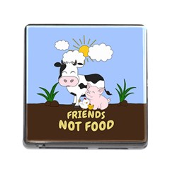 Friends Not Food - Cute Cow, Pig And Chicken Memory Card Reader (square) by Valentinaart