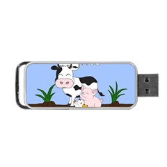 Friends Not Food - Cute Cow, Pig And Chicken Portable Usb Flash (one Side) by Valentinaart