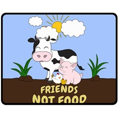 Friends Not Food - Cute Cow, Pig And Chicken Double Sided Fleece Blanket (medium)  by Valentinaart