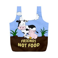 Friends Not Food - Cute Cow, Pig And Chicken Full Print Recycle Bags (m)  by Valentinaart