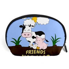 Friends Not Food - Cute Cow, Pig And Chicken Accessory Pouches (large)  by Valentinaart