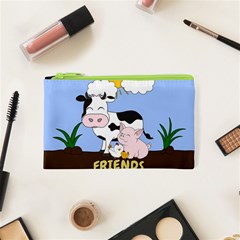 Friends Not Food - Cute Cow, Pig And Chicken Cosmetic Bag (xs) by Valentinaart