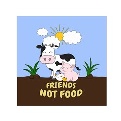 Friends Not Food - Cute Cow, Pig And Chicken Small Satin Scarf (square) by Valentinaart