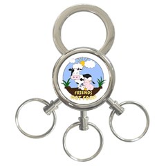 Friends Not Food - Cute Cow, Pig And Chicken 3-ring Key Chains by Valentinaart