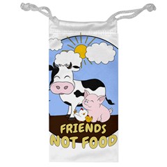 Friends Not Food - Cute Cow, Pig And Chicken Jewelry Bag by Valentinaart