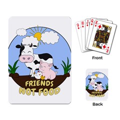 Friends Not Food - Cute Cow, Pig And Chicken Playing Card by Valentinaart