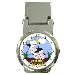 Friends Not Food - Cute Cow, Pig And Chicken Money Clip Watches by Valentinaart