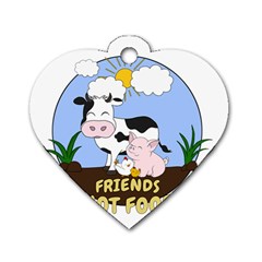 Friends Not Food - Cute Cow, Pig And Chicken Dog Tag Heart (two Sides) by Valentinaart