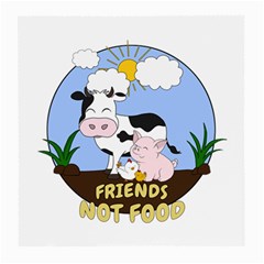 Friends Not Food - Cute Cow, Pig And Chicken Medium Glasses Cloth by Valentinaart