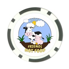 Friends Not Food - Cute Cow, Pig And Chicken Poker Chip Card Guard (10 Pack) by Valentinaart