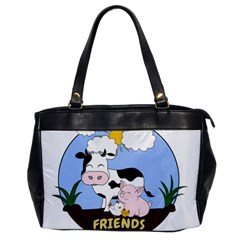 Friends Not Food - Cute Cow, Pig And Chicken Office Handbags by Valentinaart