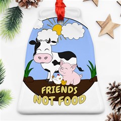 Friends Not Food - Cute Cow, Pig And Chicken Bell Ornament (two Sides) by Valentinaart