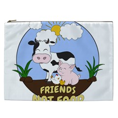 Friends Not Food - Cute Cow, Pig And Chicken Cosmetic Bag (xxl)  by Valentinaart