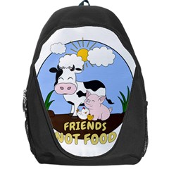 Friends Not Food - Cute Cow, Pig And Chicken Backpack Bag by Valentinaart