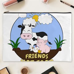 Friends Not Food - Cute Cow, Pig And Chicken Cosmetic Bag (xxxl)  by Valentinaart