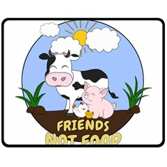 Friends Not Food - Cute Cow, Pig And Chicken Double Sided Fleece Blanket (medium)  by Valentinaart