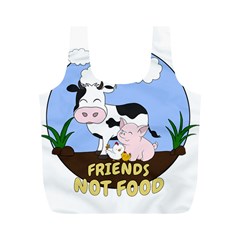 Friends Not Food - Cute Cow, Pig And Chicken Full Print Recycle Bags (m)  by Valentinaart