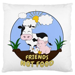 Friends Not Food - Cute Cow, Pig And Chicken Large Flano Cushion Case (one Side) by Valentinaart