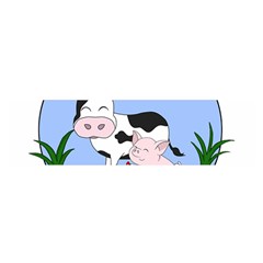 Friends Not Food - Cute Cow, Pig And Chicken Satin Scarf (oblong) by Valentinaart