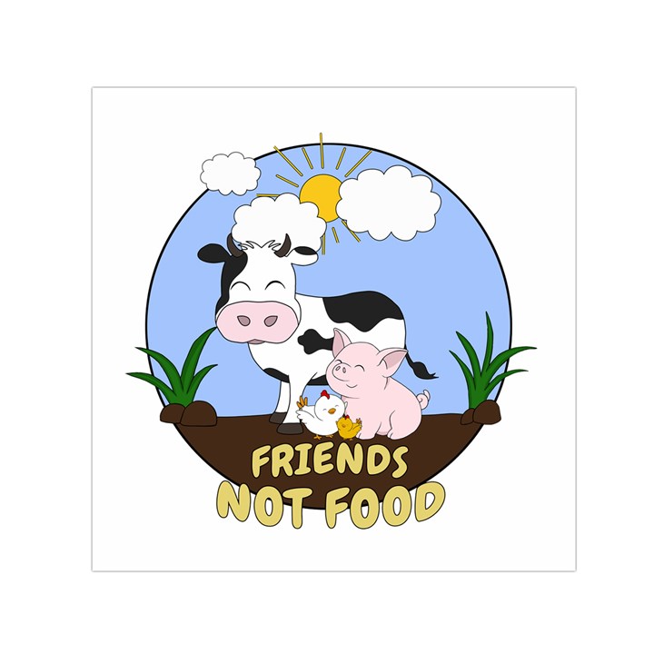 Friends Not Food - Cute Cow, Pig and Chicken Small Satin Scarf (Square)