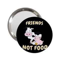 Friends Not Food - Cute Cow, Pig And Chicken 2 25  Handbag Mirrors by Valentinaart