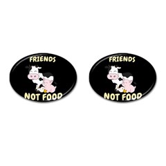 Friends Not Food - Cute Cow, Pig And Chicken Cufflinks (oval) by Valentinaart