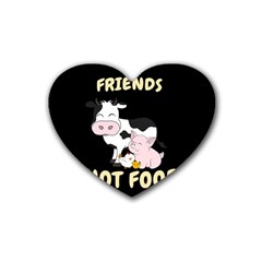 Friends Not Food - Cute Cow, Pig And Chicken Heart Coaster (4 Pack)  by Valentinaart