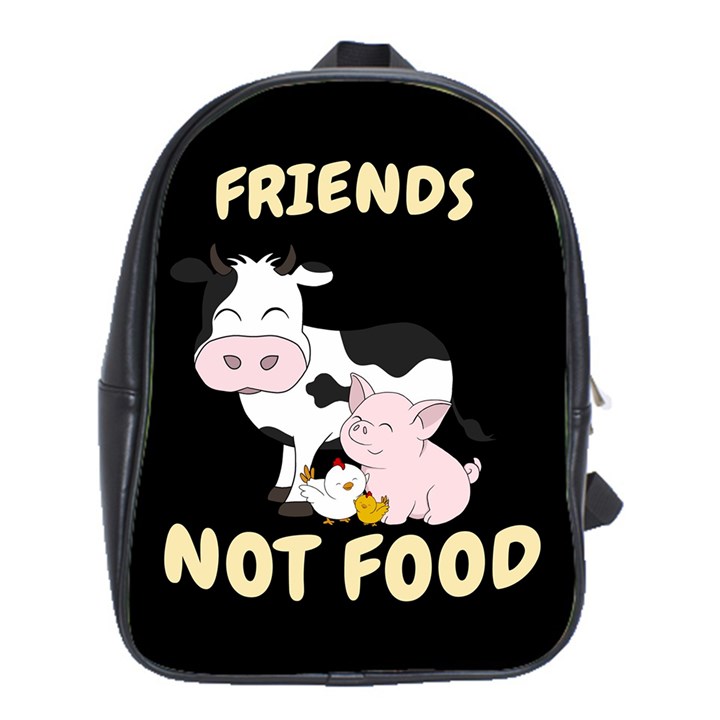 Friends Not Food - Cute Cow, Pig and Chicken School Bag (XL)