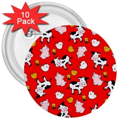 The Farm Pattern 3  Buttons (10 Pack)  by Valentinaart