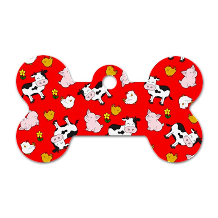 The Farm Pattern Dog Tag Bone (Two Sides)